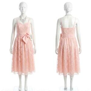 VTG 80s Pink Sheer Lace Overlay Prom Dress NWT 11/12 USA Coquette Princess Party